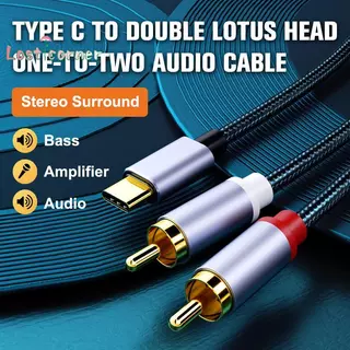 [Lostcorn] Type C To RCA Audio Cable 2 RCA Aux Cord Converter USB C Audio Line สําหรับแล็ปท็อปลําโพงโทรศัพท์มือถือเครื่องขยายเสียงเครื่องขยายเสียงสายถัก 1 เมตร [ใหม่]