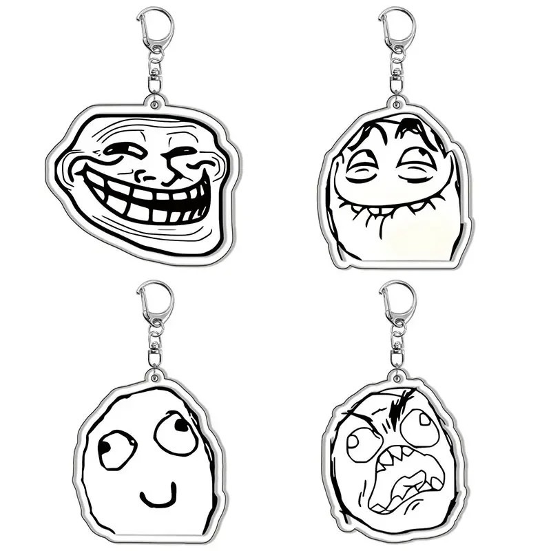 Trollface Meme พวงกุญแจตลก Troll Face Me Gusta Forever Alone Angry Face micha อะคริลิคตกแต่งกระเป๋าเ