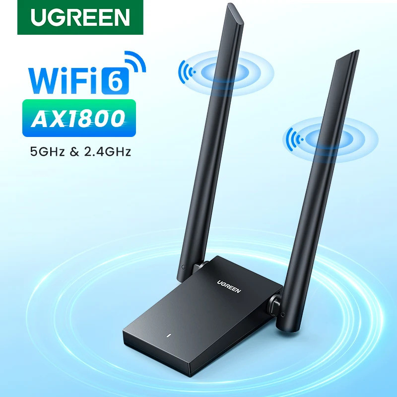 UGREEN อะแดปเตอร์ WiFi AX1800 WiFi6 USB3.0 5G & 2.4G Dual-Antenna USB WiFi สําหรับ PC แล็ปท็อป Wifi 