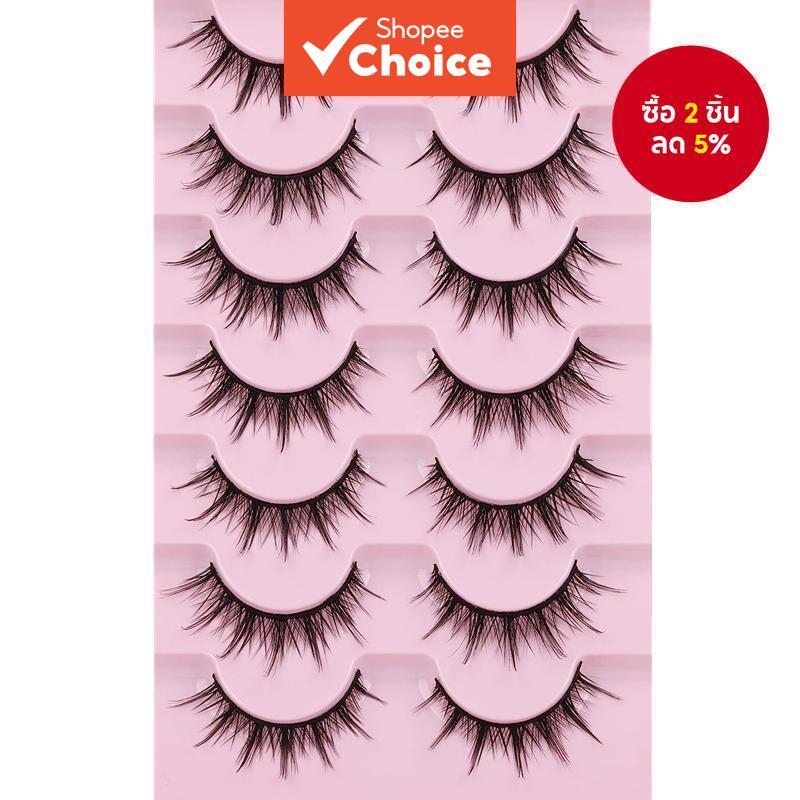 สไตล์ดอกทานตะวัน 8D Mango Lashes (7 คู่) – ขนตาธรรมชาติมังสวิรัติแบบนุ่ม, ดรามาติค Wispy Extension ส
