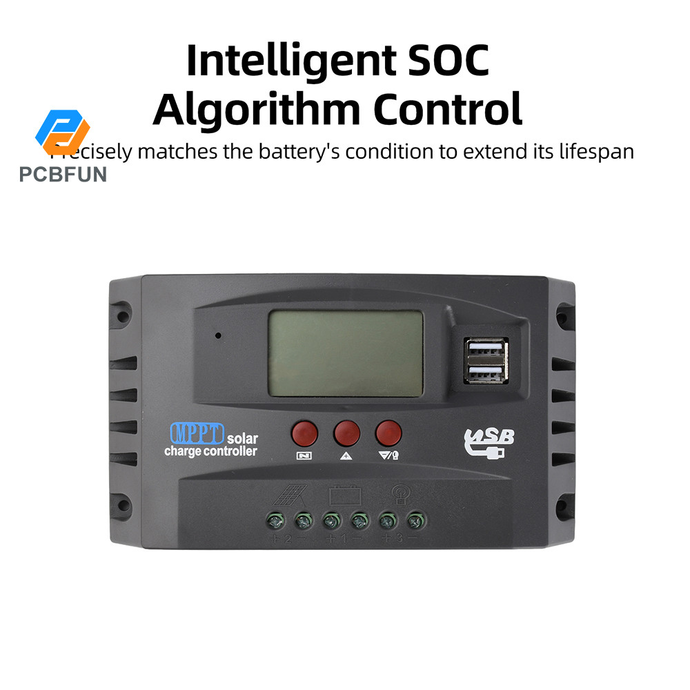 Pcbfun 12 V/24 V 30A 60A 100A MPPT Solar Controller LCD Solar Charge Controller รองรับแบตเตอรี่ตะกั่