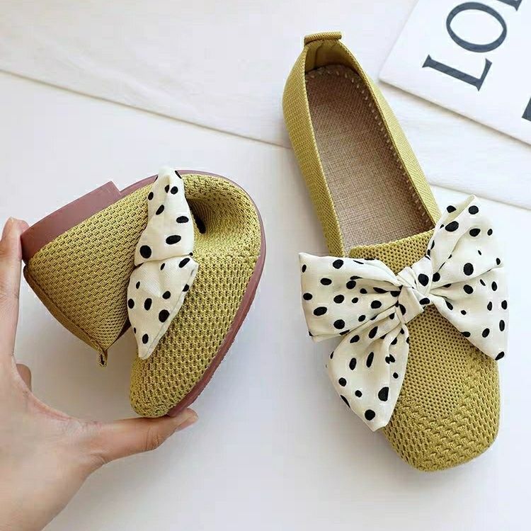 รองเท้า Bowknot Fairy สไตล์ fairy ถัก breathable สำหรับผู้หญิง