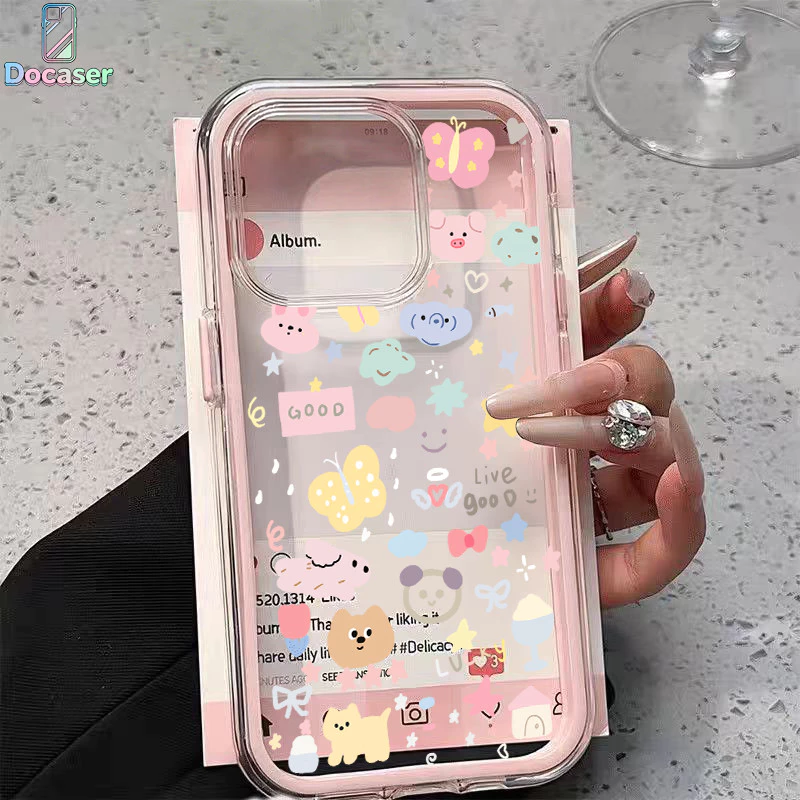 เคสไอโฟน สำหรับ iPhone 17 16 15 Pro Max 11 12 13 14 6 6P 7 8Plus X XR XS Max สัตว์ตัวน้อยหลากสี สำหรับ TPU นุ่ม 2-in-1