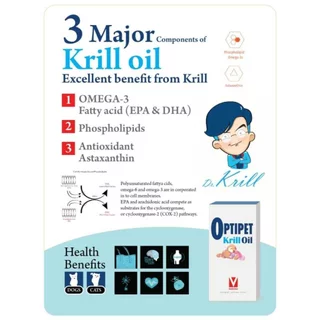 Optipet [แท้💯] Krill Oil อาหารเสริมลดการอักเสบ ต้านอนุมูลอิสระ บำรุงข้อต่อ ขน หัวใจ ระบบประสาทและสมอง