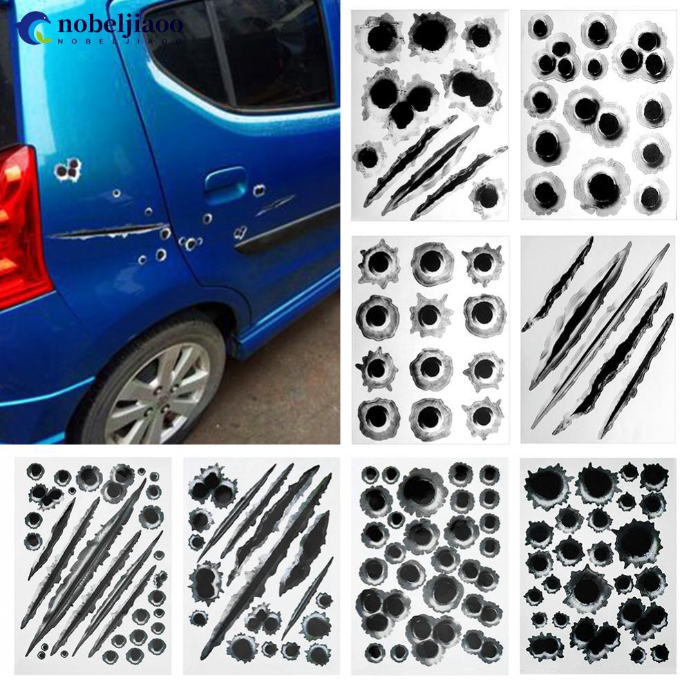NOBELJIAOO 3D ตลกหลุมรถสติกเกอร์ Scratch Decal สติกเกอร์รถจักรยานยนต์กันน้ํา F5V8