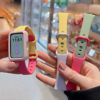 สายซิลิโคนสีลูกกวาด 2 in 1 + เคสป้องกัน สำหรับสมาร์ทวอทช์ HUAWEI Band 11 (อุปกรณ์เสริมสำหรับ Huawei Watch Band 11 และ Band 11 Pro)