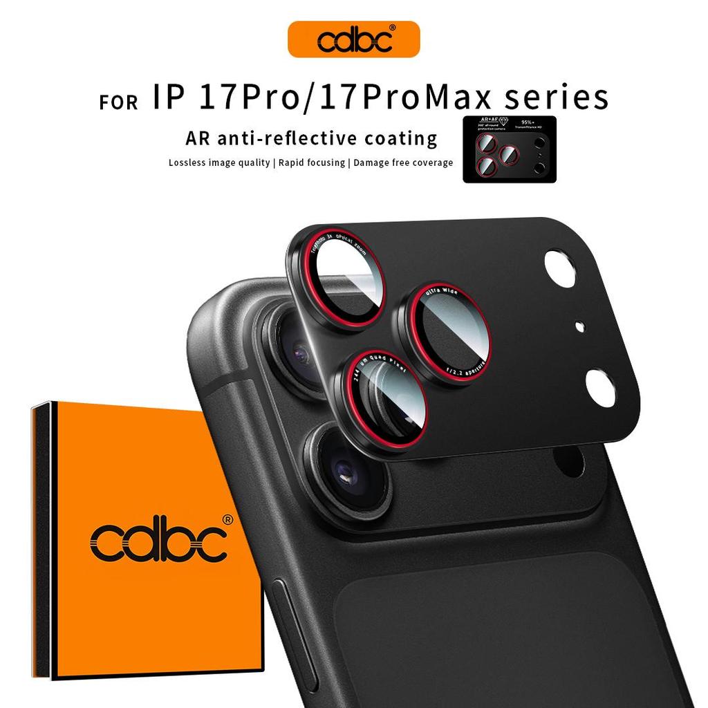 CDBC AR ฟิล์มเลนส์ส่งที่ได้รับการปรับปรุงสําหรับ iPhone 17ProMax /17Pro/17Air, ตัวป้องกันกล้องป้องกันแสงสะท้อนแบบไม่มีบาน, กระจกนิรภัย 9H พร้อมกรอบโลหะผสม, การพิมพ์ป้องกันลายนิ้วมือที่ชัดเจนเป็นพิเศษ