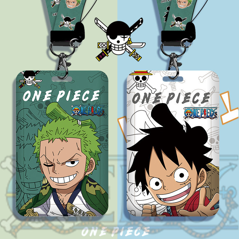 ที่ใส่บัตรแบบสไลด์ลายการ์ตูนสุดสร้างสรรค์จาก One Piece ชุดบัตรประจำตัวนักเรียน/นักศึกษา พร้อมสายคล้องคอ