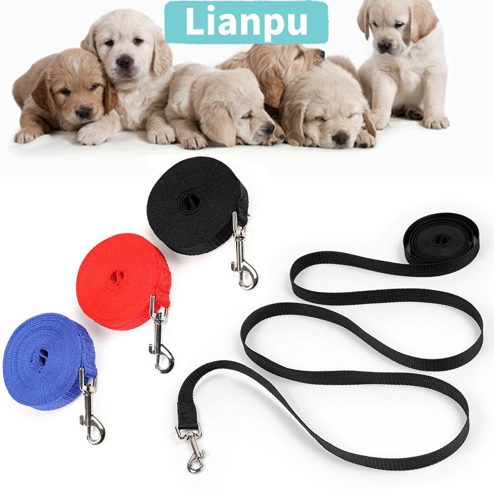 LIANPU 1.8m 4.5m 6m 10m สายจูงสัตว์เลี้ยงสีทึบสายรัดการฝึกอบรมลูกสุนัขลูกแมวเชือกไนลอน