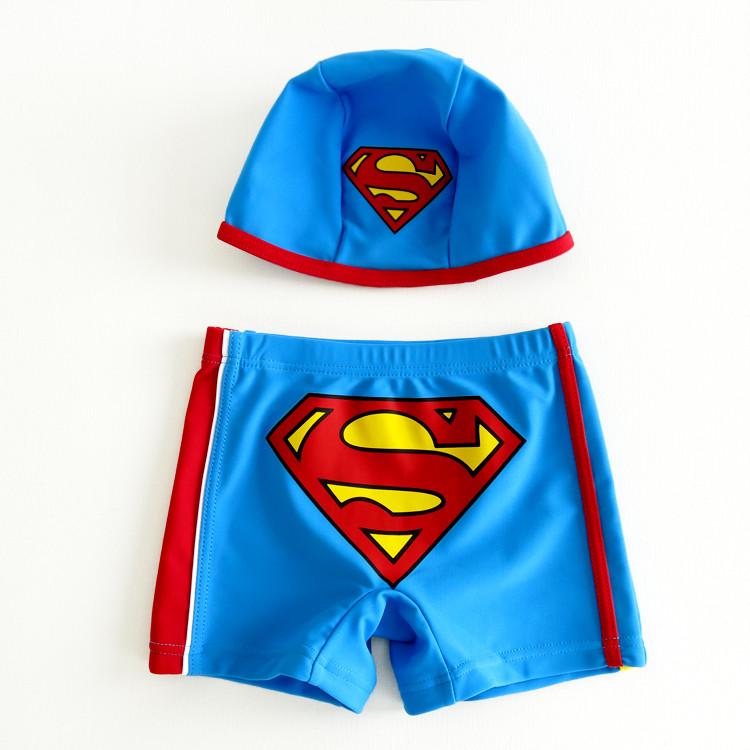 ชุดว่ายน้ํา Superman Boys กางเกงเรียบ quick-drying เหมาะสำหรับเด็ก