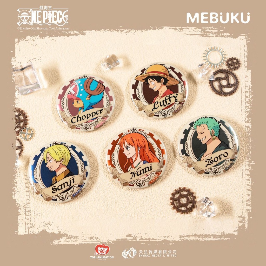 MEBUKU One Piece Retro Series Badge First Press Bar Zoro Luffy Officer Valley ที่ได้รับอนุญาต MEBUKU