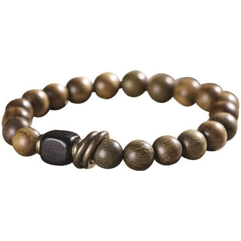 xiexuelian Lucky bracelet Beaded bracelet Buddha beads bracelet创意绿檀木手串个性情侣复古风男女款饰品佛系禅意民族风手链(
