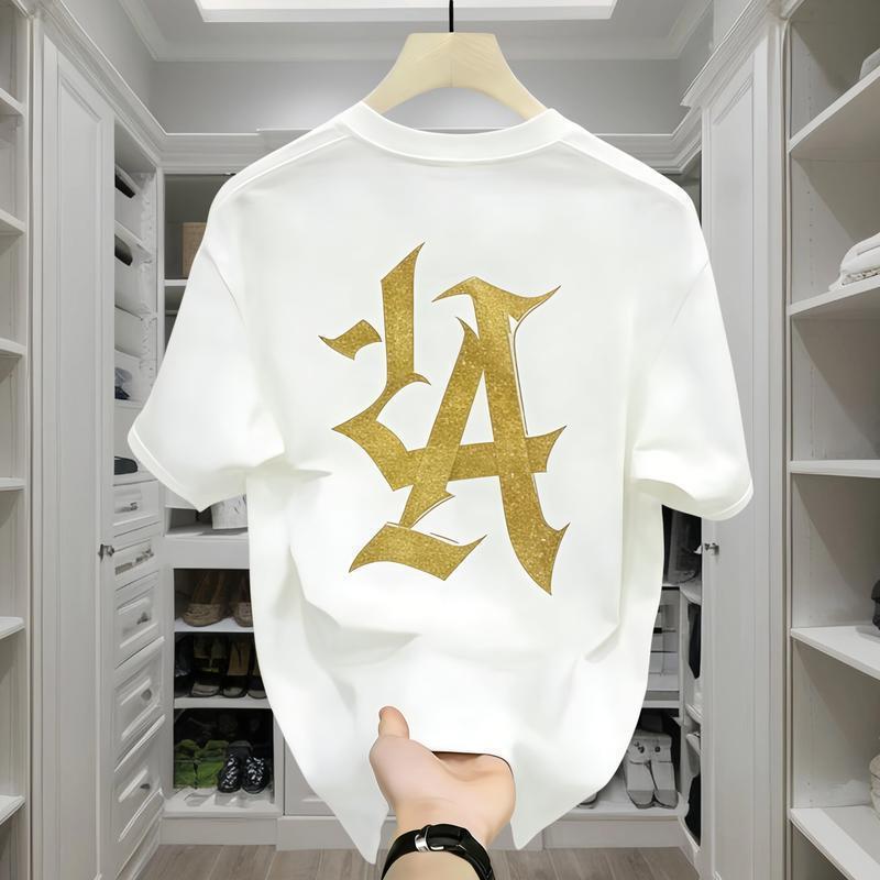 Top.basic เสื้อวินเทจoversizeวินเทจอเมริกัน สตรีท ผ้าCotton โคตรนุ่ม สกรีนลาย "AAA"คอกลม เสื้อผู้ชาย【COD】