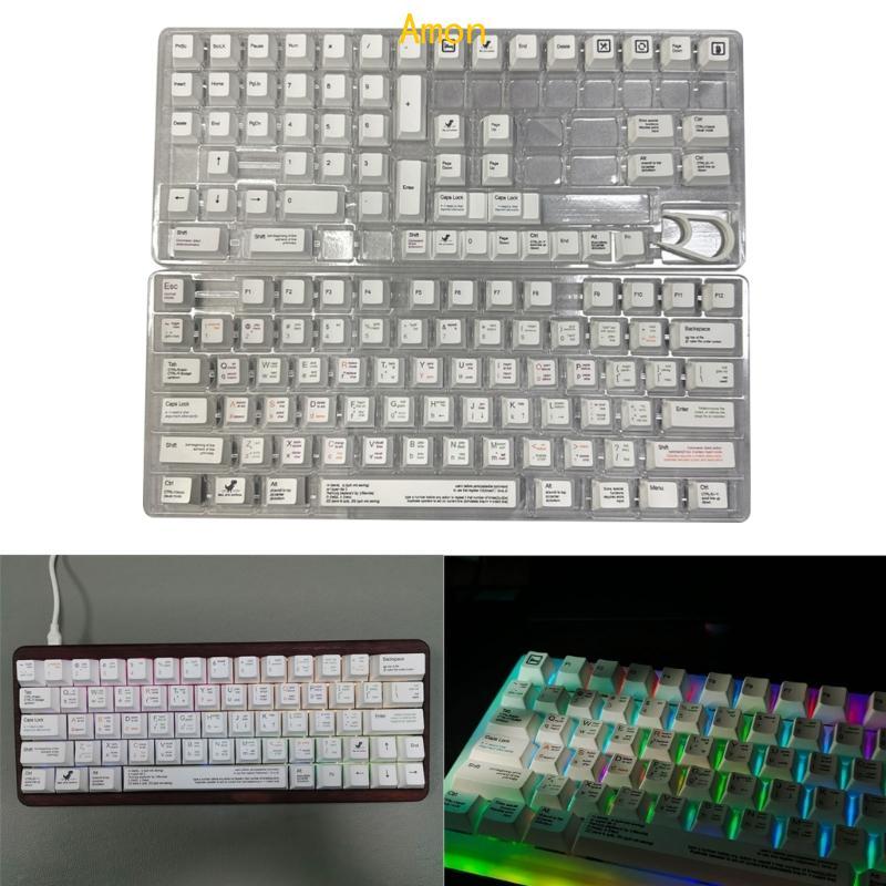 Amon 129 ชิ้น PBT Keycap โปรไฟล์เชอร์รี่ DYESUB Keycap สําหรับ Cherry Switches คีย์บอร์ด DZ60 SK61 K