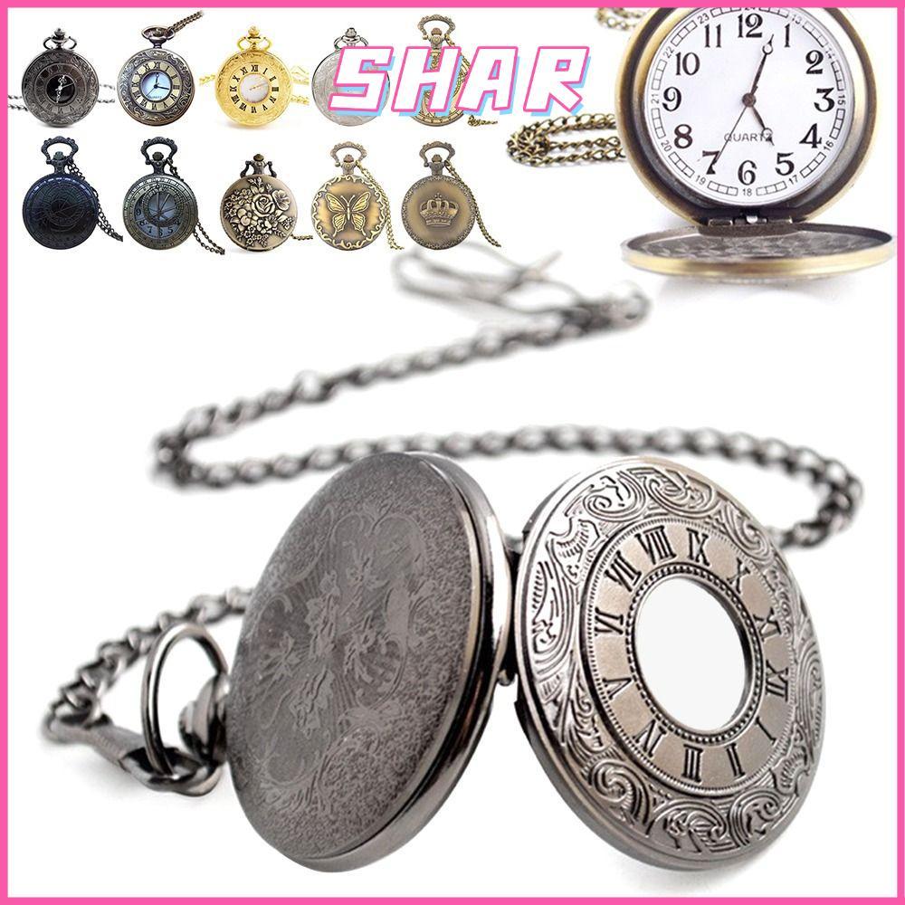 SHAR Pocket Flip Quartz พร้อมสร้อยคอ Steampunk