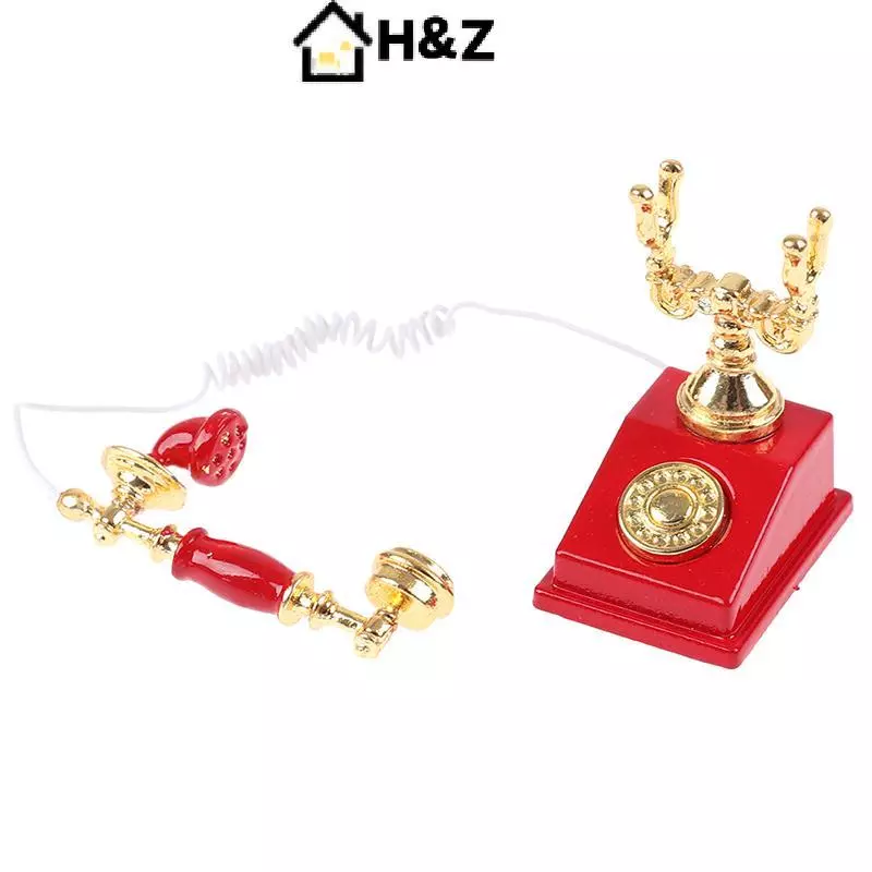 H & Z โทรศัพท์ย้อนยุคจิ๋ว 1:12 สำหรับตุ๊กตา thumbnail 3