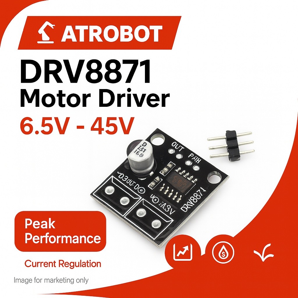 DRV8871 มอเตอร์ไดรเวอร์ H-Bridge PWM 6.5-45v 3.6A ไม่ใช้ชันต์ สำหรับ DC/สเต็ปเปอร์