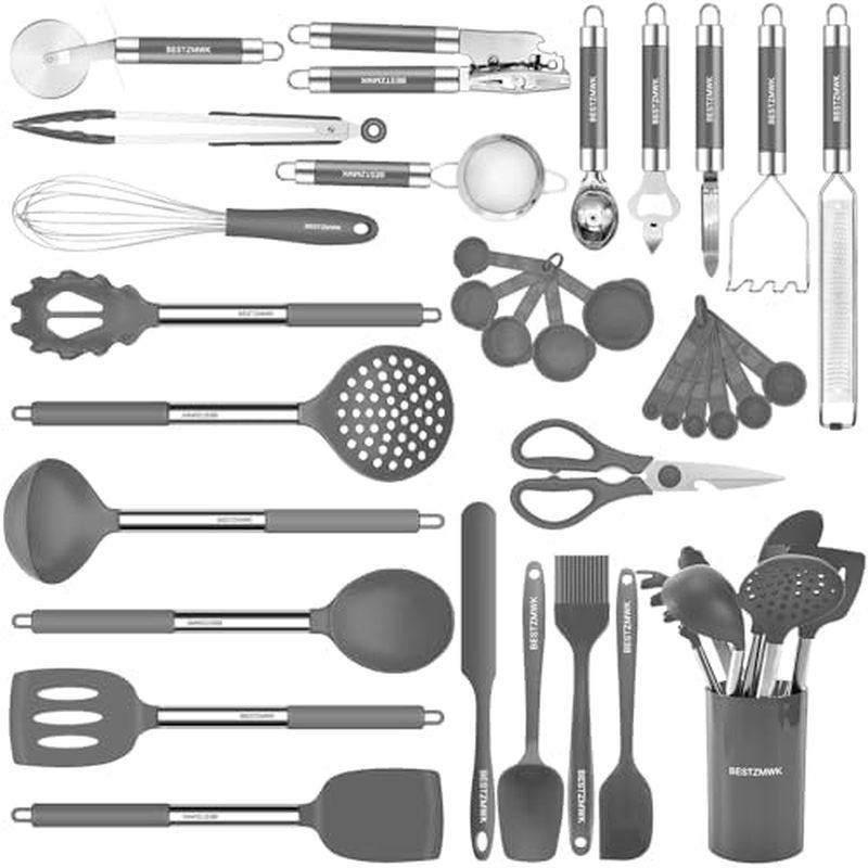Kitchen Utensils Set-Silicone Cooking Utensils-33pcs Non-Stick Silicone Cooking Kitchen Utensils Spa
