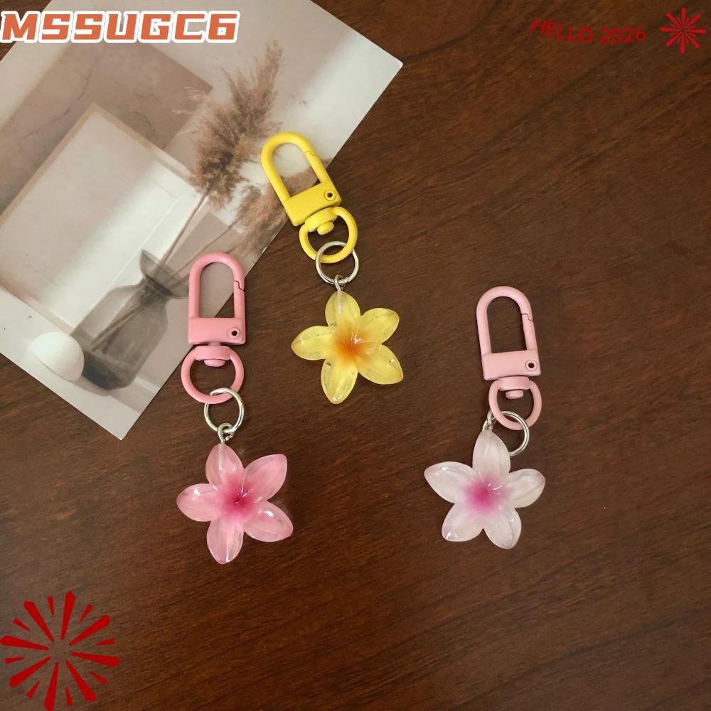 IMSSUG พวงกุญแจดอกไม้สีสันสดใส,หวานแขวนเครื่องประดับพวงกุญแจรถ,จี้เชือกตกแต่งเรซิ่นจี้พวงกุญแจหญิง