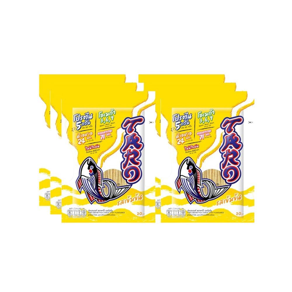 [สินค้าส่งด่วน] ทาโร่ปลาเส้นรสเข้มข้น 25 กรัมX6 TARO FISH SNACK SPICY FLAVOURED 25 GX6