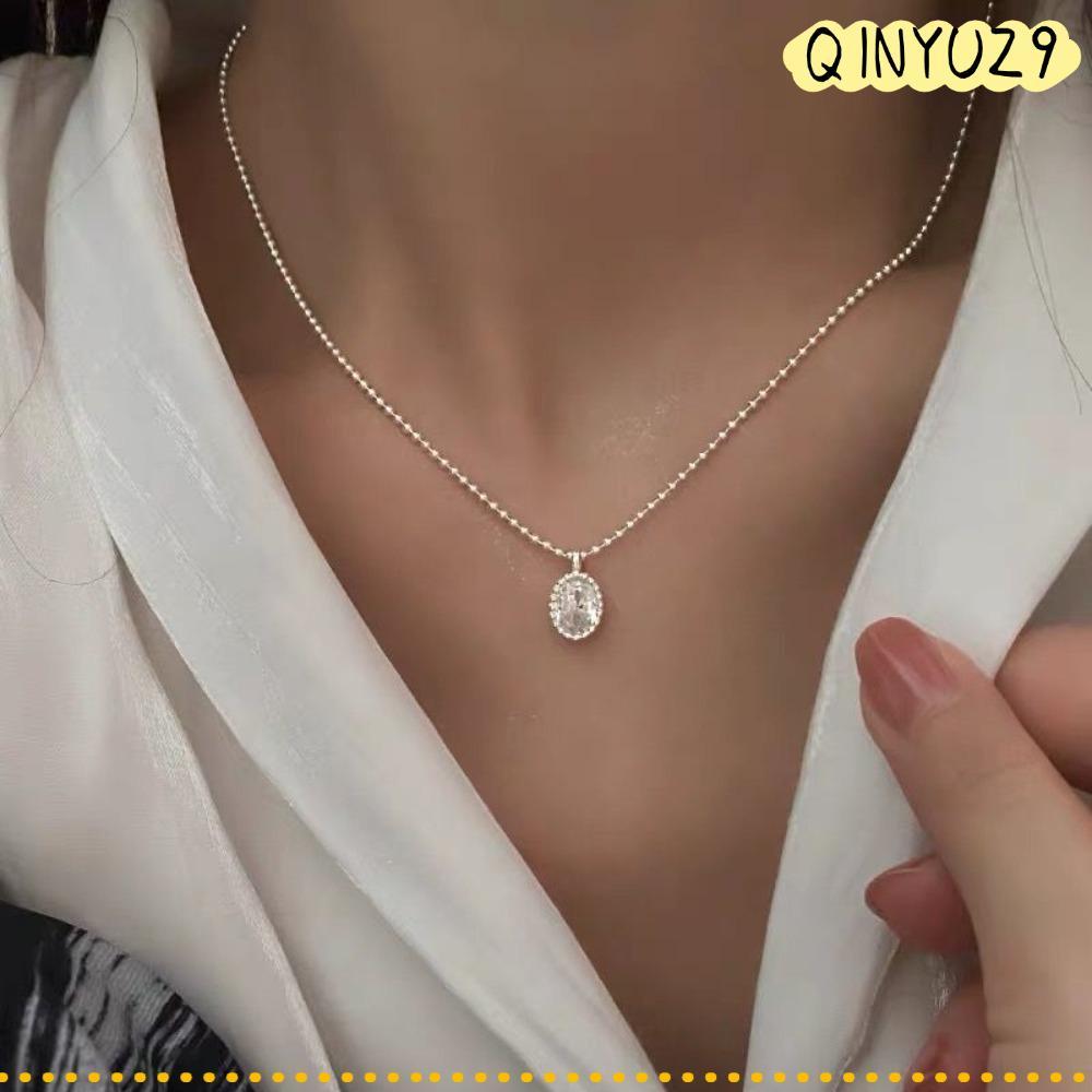 QINYUZ9QX สร้อยคอจี้หยดน้ํา,เรขาคณิตเรียบง่ายZircon Clavicleลูกปัด,แฟชั่นเครื่องประดับเงินสร้อยคอของ