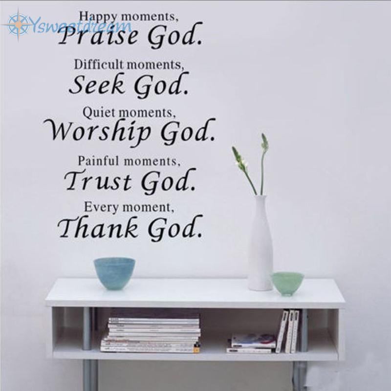 【SWTDRM】Praise God Wall Stickers Living room Bible Black Quote Art Bedroom Decor