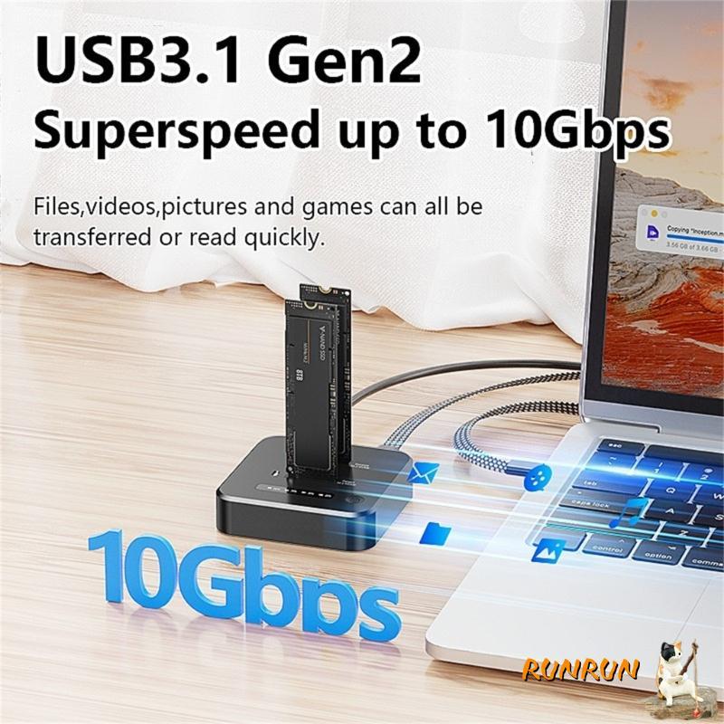 RUNN ปลั๊กและ Play M 2 NVME SSDs Duplicators Dock 12V Power Adapter สําหรับ HasslFree Data Transfer