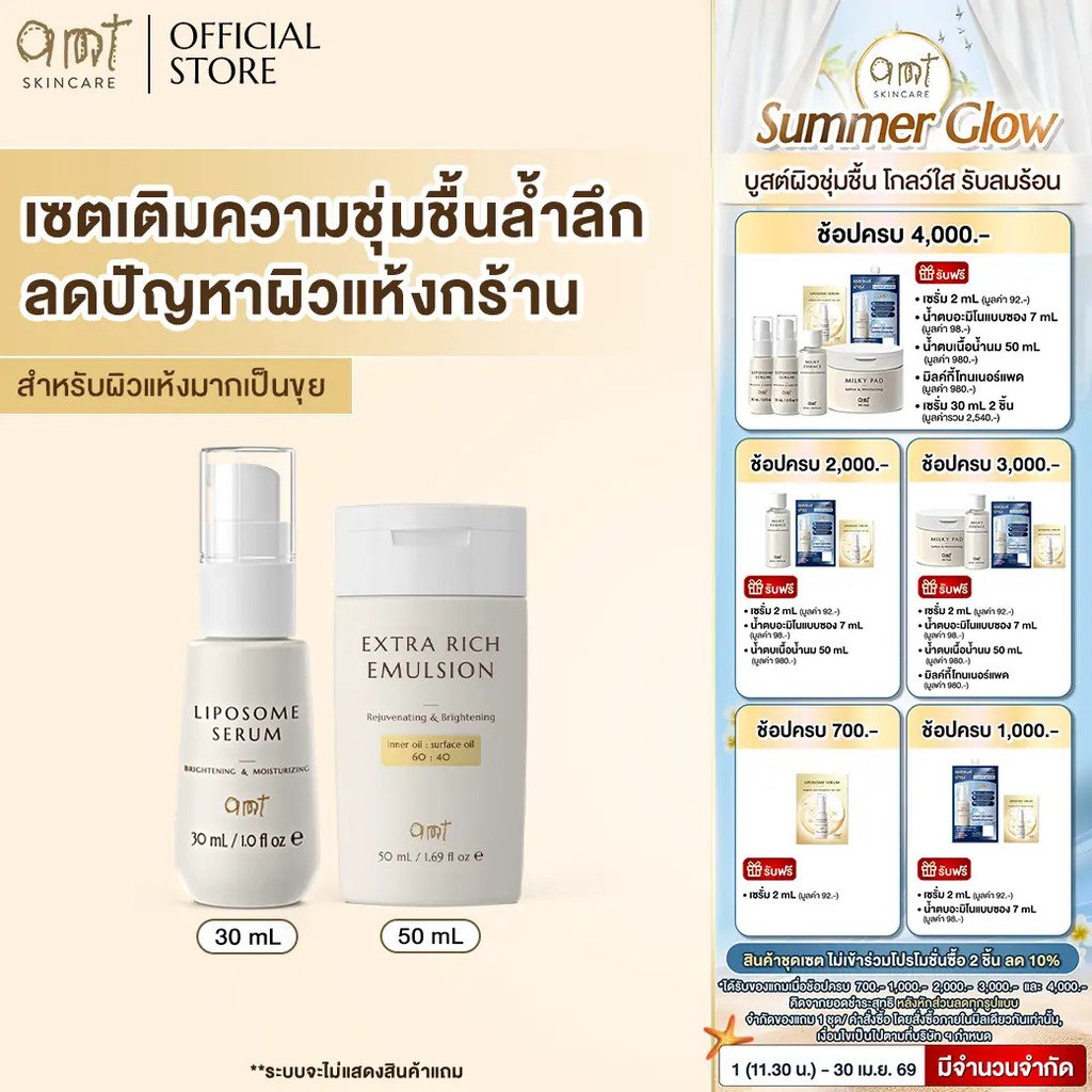 SET: Serum 30 mL & Extra Rich Emulsion 50 mL - เซตเติมความชุ่มชื้นล้ำลึก (สำหรับผิวแห้งมาก ลอกเป็นขุ