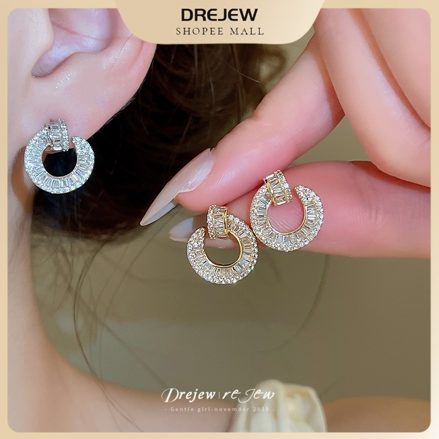 DREJEW หรูหรา High-End เปิด C Hoop ต่างหูสตั๊ด,การออกแบบโทนทอง,ประณีตอเนกประสงค์สวมใส่ทุกวันเครื่องประดับหูสําหรับสุภาพสตรี