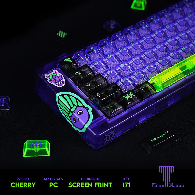 Eva01 Keycap PcPbt171 Key High Light Transmittance Cherry Purple Keycap อะนิเมะ Keycap 7U/Alice Layo