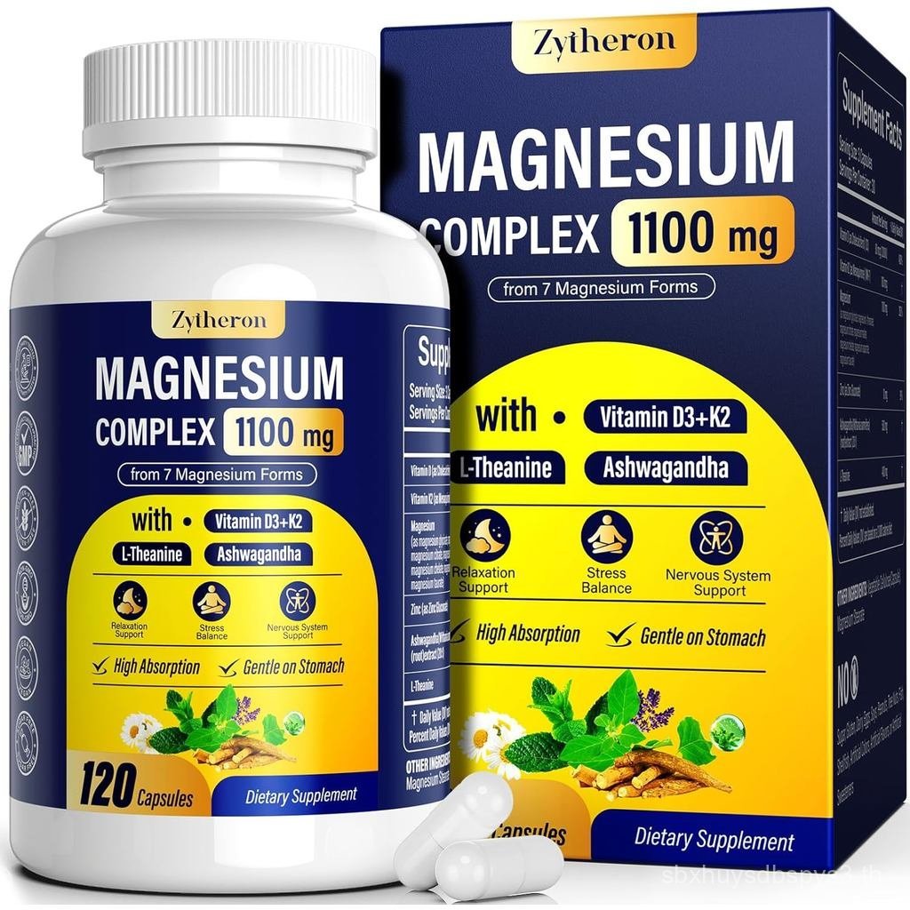 Magnesium Complex for Women & Men 1100mg, อาหารเสริมแมกนีเซียม 7-in-1 พร้อมและรองรับ, การดูดซึมสูง, 