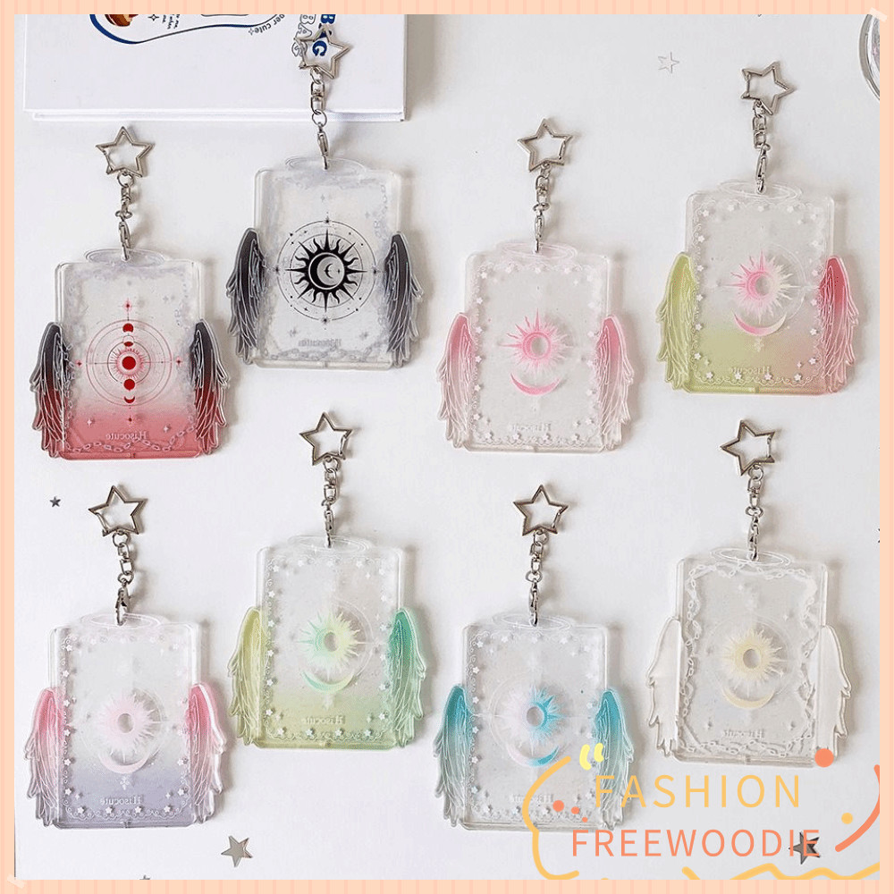 FREEWOODIE Kpop Photocards Holder,อะคริลิค 3 นิ้ว,สไตล์ INS Angel Wingsปลอกการ์ดสีสันสดใส