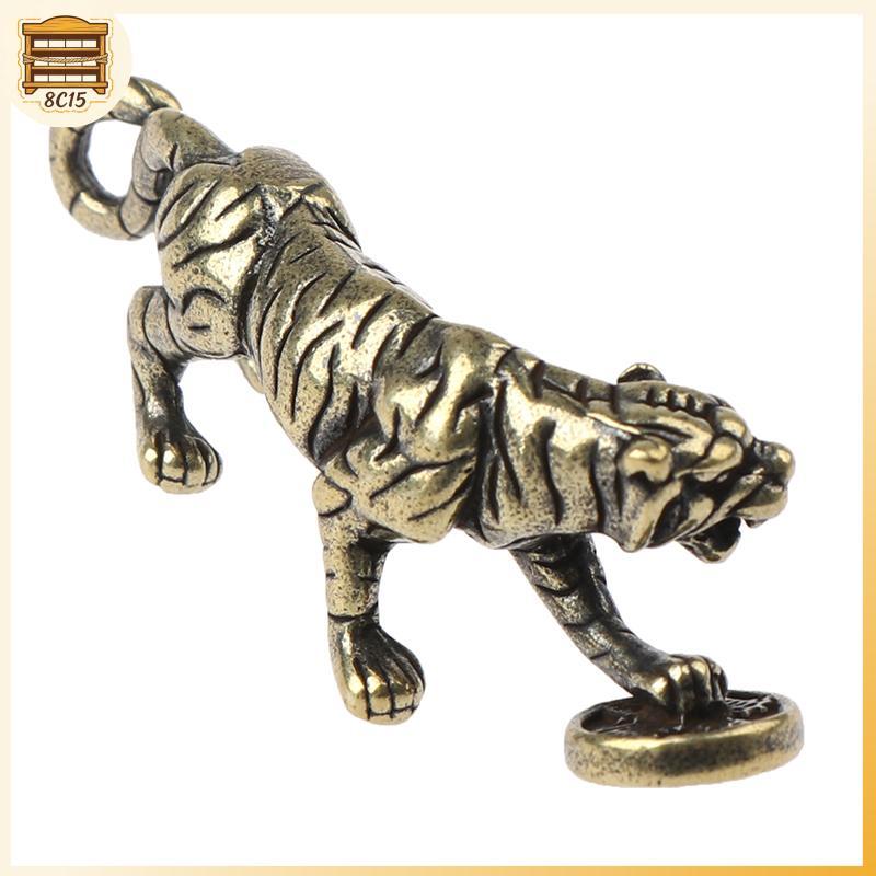 [8C15] ทองเหลืองรูปปั้นเสือเครื่องประดับ Zodiac Tiger โต๊ะทํางานตกแต่งจี้ [8C]