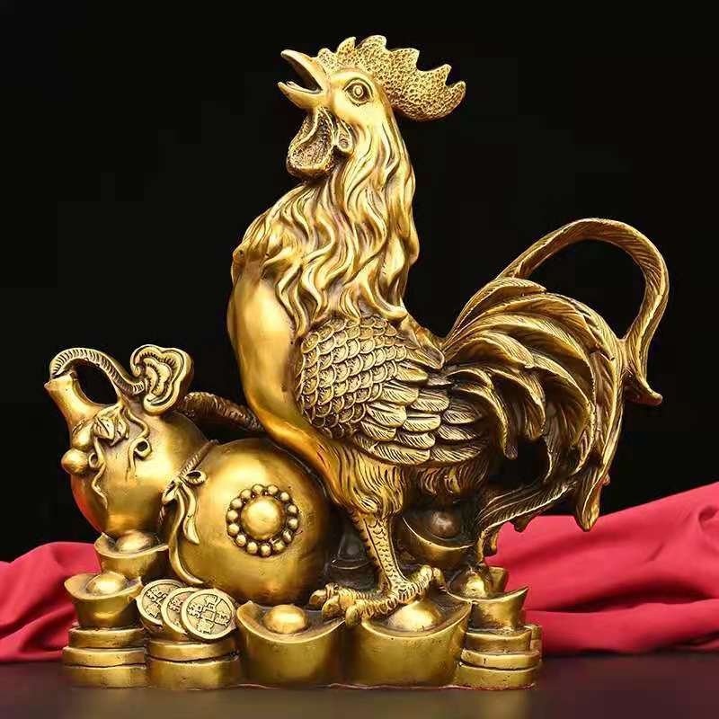 Golden Rooster Blessing เครื่องประดับทองแดงบริสุทธิ์เงินไก่ไก่ Zodiac Rooster Group Ingot Rooster Ho