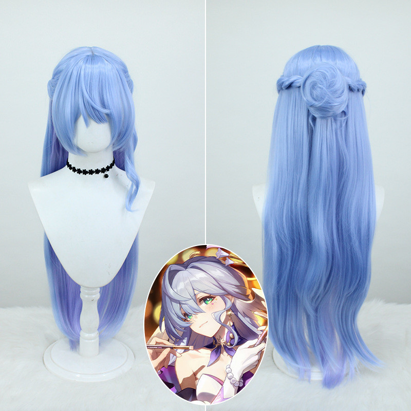 Broken Star Dome Railway Robin Cos Wig Blue Purple Gradient Women's Team Modeling Cosplay Hair ZwsY