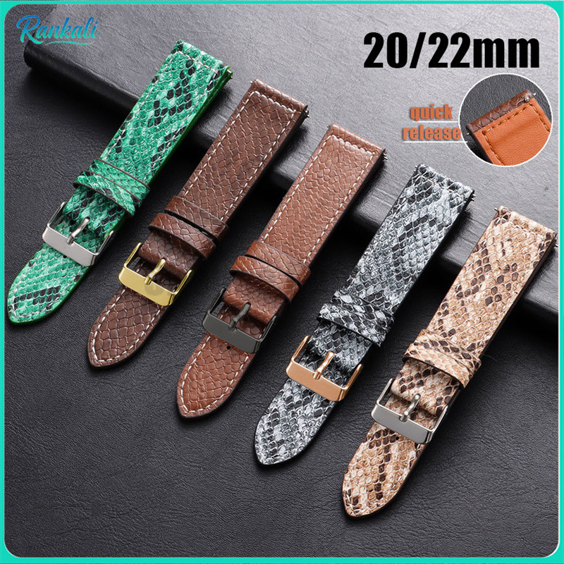 Handmade Snake Skin รูปแบบสายนาฬิกาหนังแท้ 20 มม.22 มม.Quick Release Soft Cowhide สร้อยข้อมือผู้หญิงผู้ชาย Universal เปลี่ยนนาฬิกาสําหรับ Seiko