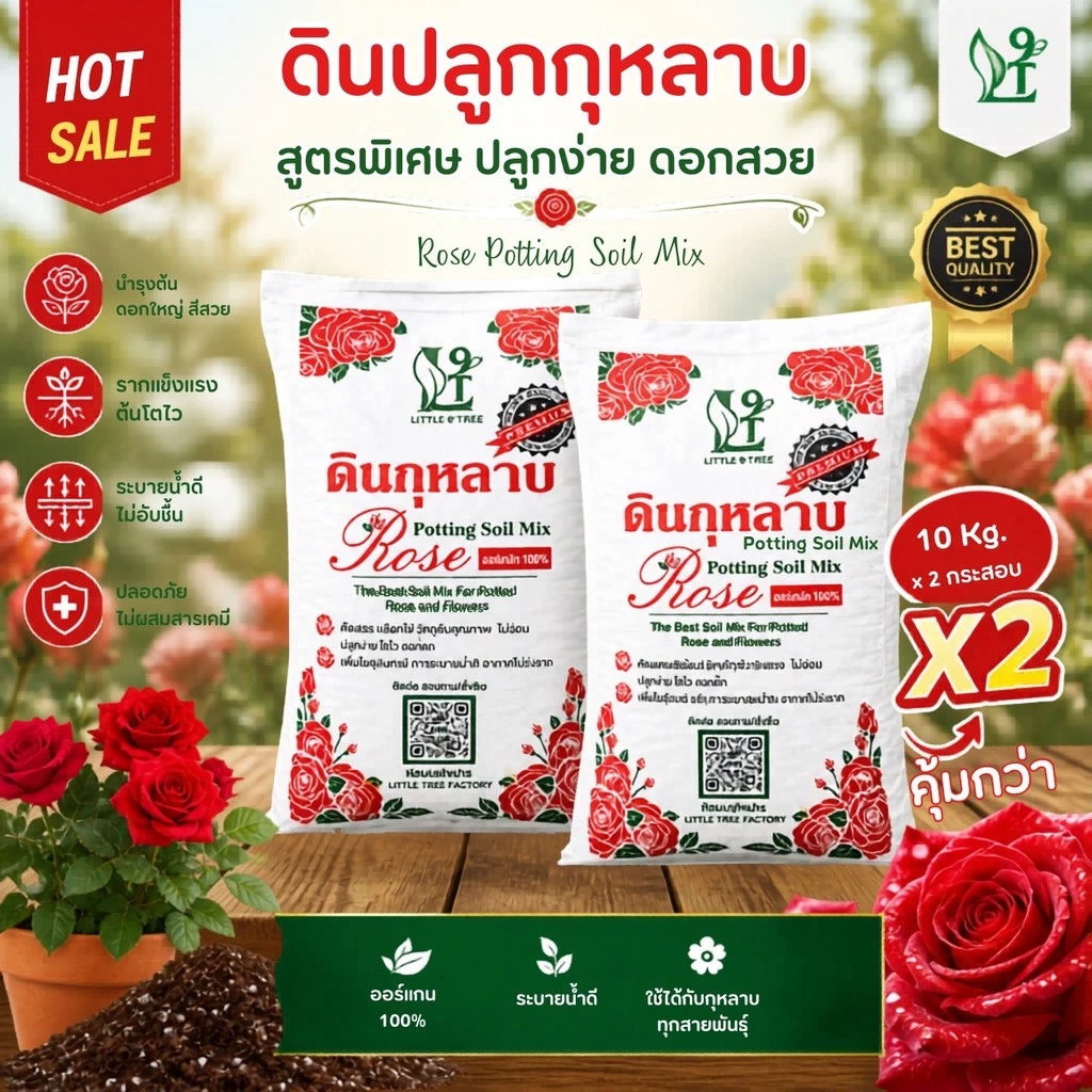 *สั่งครั้งละ1ออเดอร์ได้2กระสอบ* x2 ดินกระสอบดอกแดง ดินกุหลาบ 2 กระสอบ ดินปลูกกุหลาบ L9T littletreefactory