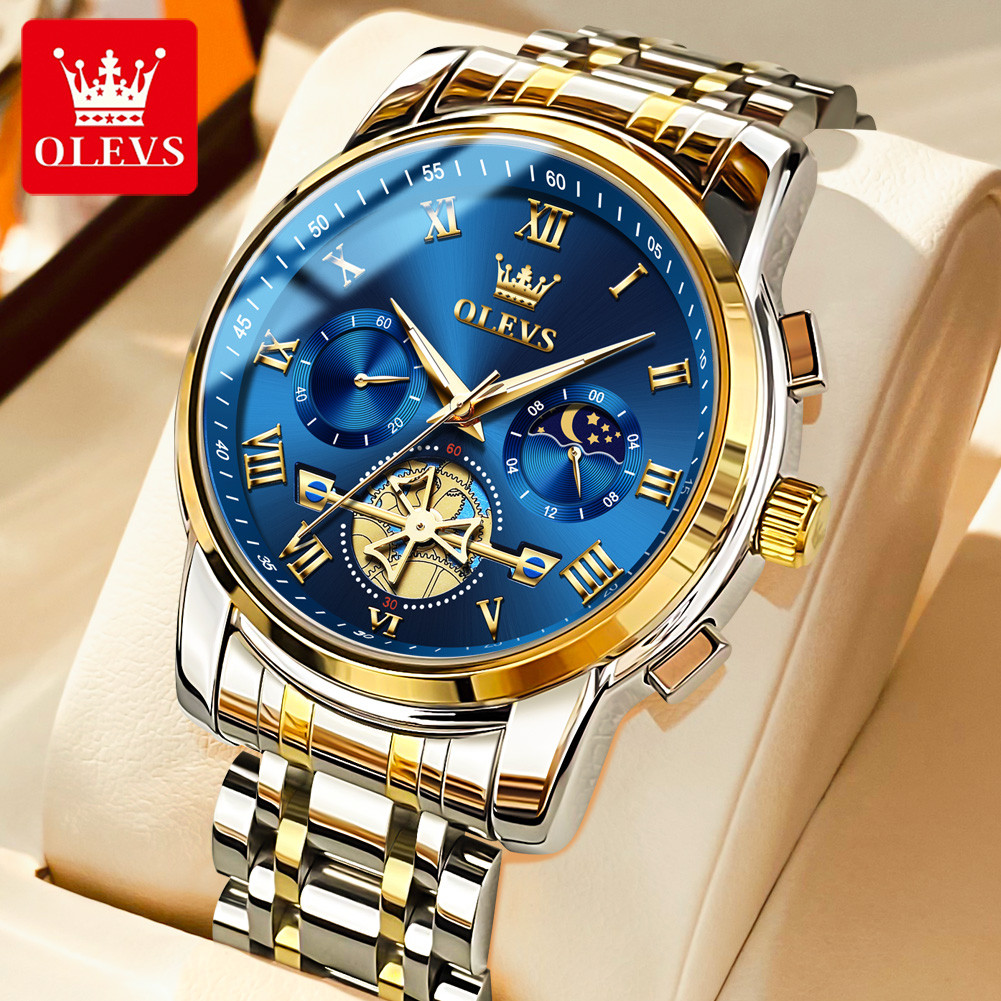 OLEVS แบรนด์ชั้นนํานาฬิกาผู้ชายคลาสสิกโรมัน Scale Dial นาฬิกาข้อมือหรูหราสําหรับ Man Quartz กันน้ํา 