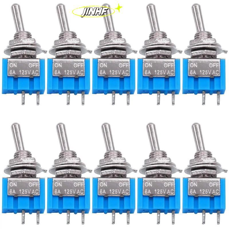 [BestBuyshop] 10 ชิ้น DPDT Mini Toggle Switch 2pin 2 ตําแหน่งเปิด/ปิดสวิตช์สลับขนาดเล็ก 6A 125V สวิต