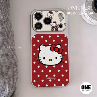 เคสไอโฟนพื้นสีแดงลายจุดขาวคลาสสิก วัสดุลายหนัง หุ้มรอบกันกระแทก สำหรับiPhone 16 12 14 Plus 13 Pro 17 Pro Max 11 15 Air