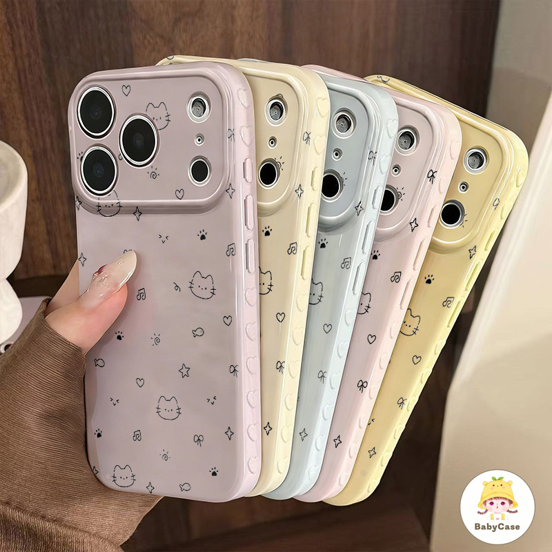 เคสไอโฟน17 สำหรับ IPhone 15 12 16 13 11 14 17 Pro Max 16 7 15 8 14 Plus XR XS X Max  AIR SE เคสโทรศัพท์ลายแมว