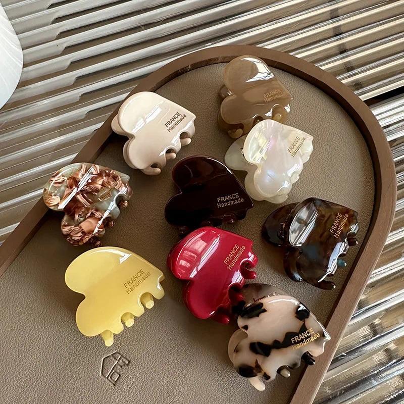3.5 ซม.ขนาดเล็ก Hairclaw Acetate ผม Crabs สําหรับสาวน่ารักรูปหัวใจ Hairclips ผู้หญิงอุปกรณ์เสริมผมผม Pins และคลิป