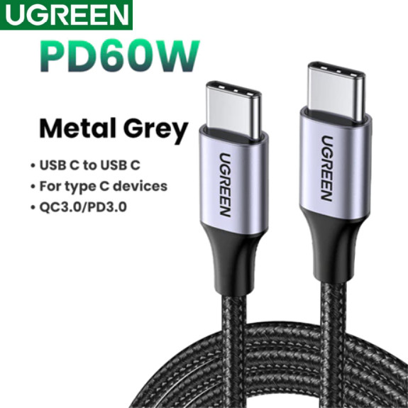 UGREEN สาย TypeC 60W 3A ประเภท C ถึง USB C สําหรับ MacBook iPad Pro USB-C สายชาร์จเร็ว