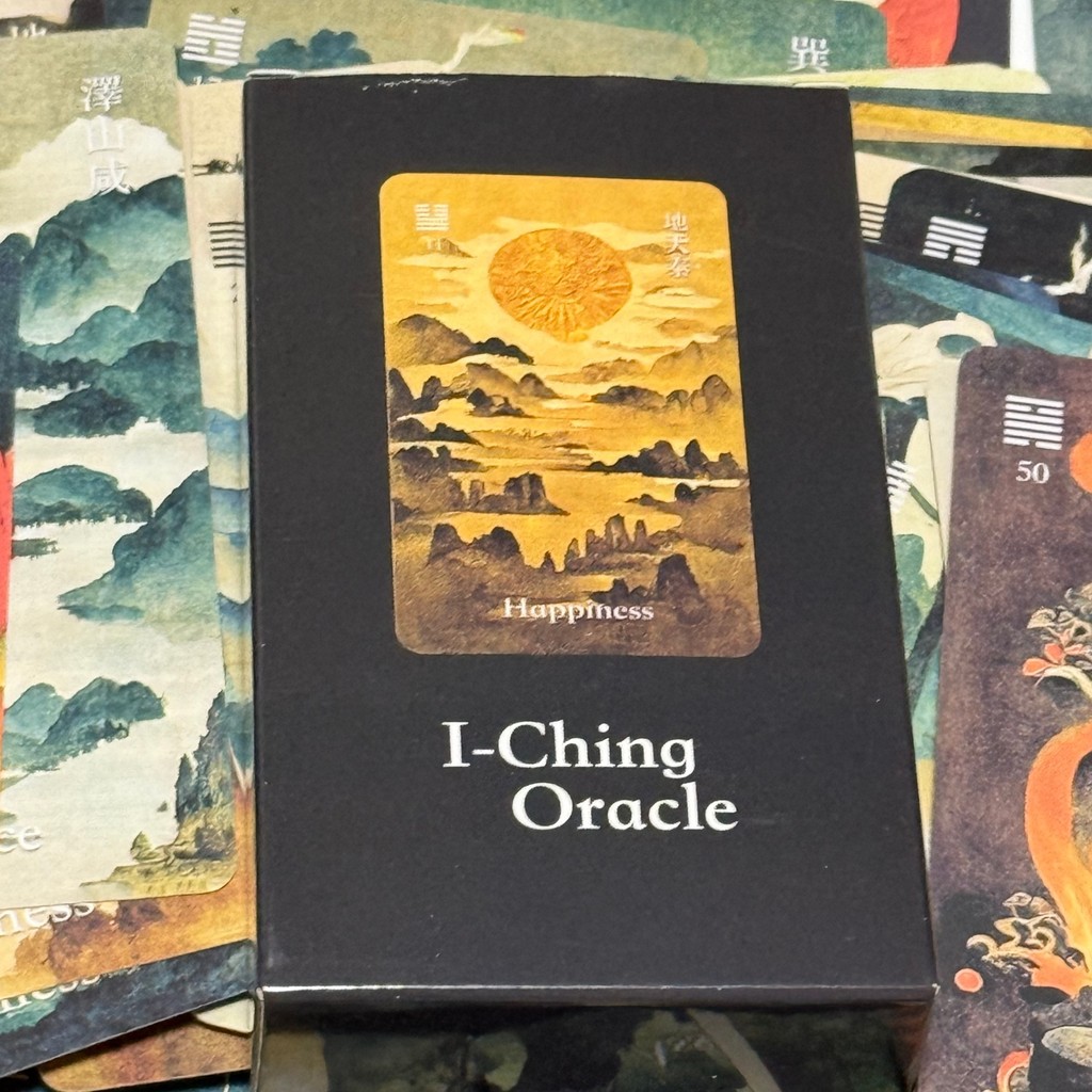 I-Ching Oracle Deck 64 การ์ด 10.3*6 ซม.หมึกแบบดั้งเดิม Art สไตล์เครื่องมือทํานายสําหรับ Spiritual Gi