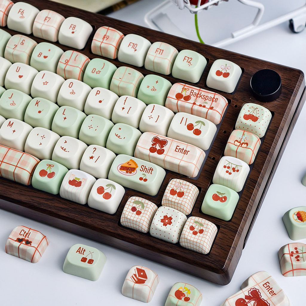 EN/TH/KR/ZHUYIN MAIMOOO Mint Cherry Keycap MOA/Cherry Profile 120 คีย์ PBT Dye Sublimation Aula F75 F99 RK100 การ์ตูน Keycaps น่ารัก Bow Cherry Mint สีเขียว