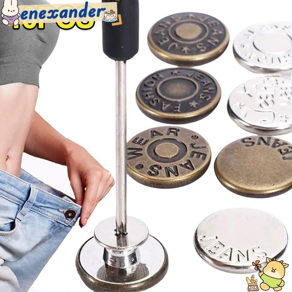EXER 10 ชิ้น/แพ็คเอว Extenders ปุ่ม,เสื้อผ้ากางเกงเล็บฟรีกางเกงยีนส์ปุ่ม,ปรับอุปกรณ์เย็บผ้า 17 มม.พร้อมไขควงเอวหัวเข็มขัดกางเกงยีนส์