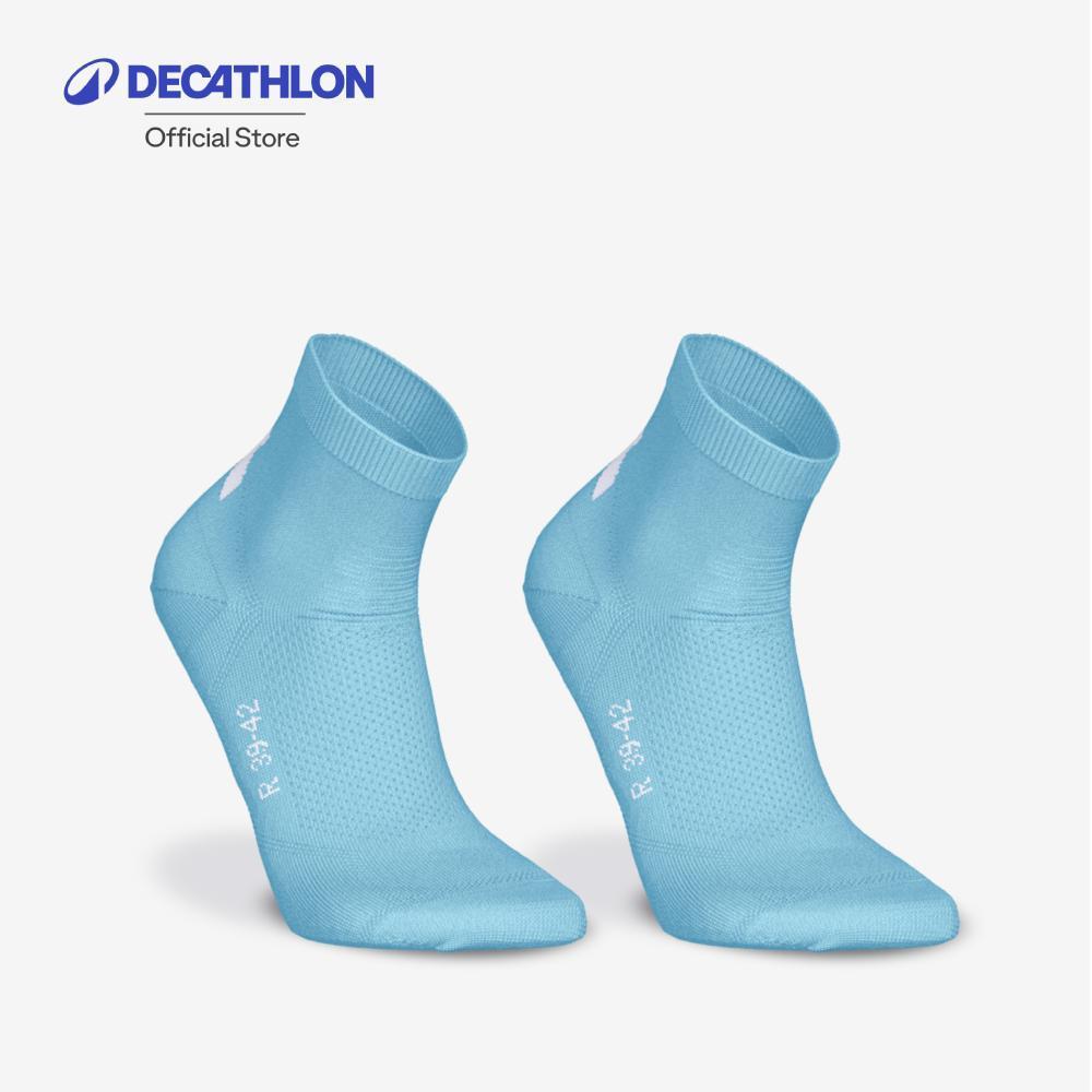 Decathlon Pack Of 2 Pairs Of Run500 Fine Crew Running Socks ถุงเท้าวิ่งข้อกลาง รุ่น Run500 แพ็ค 2 คู่ - Blue