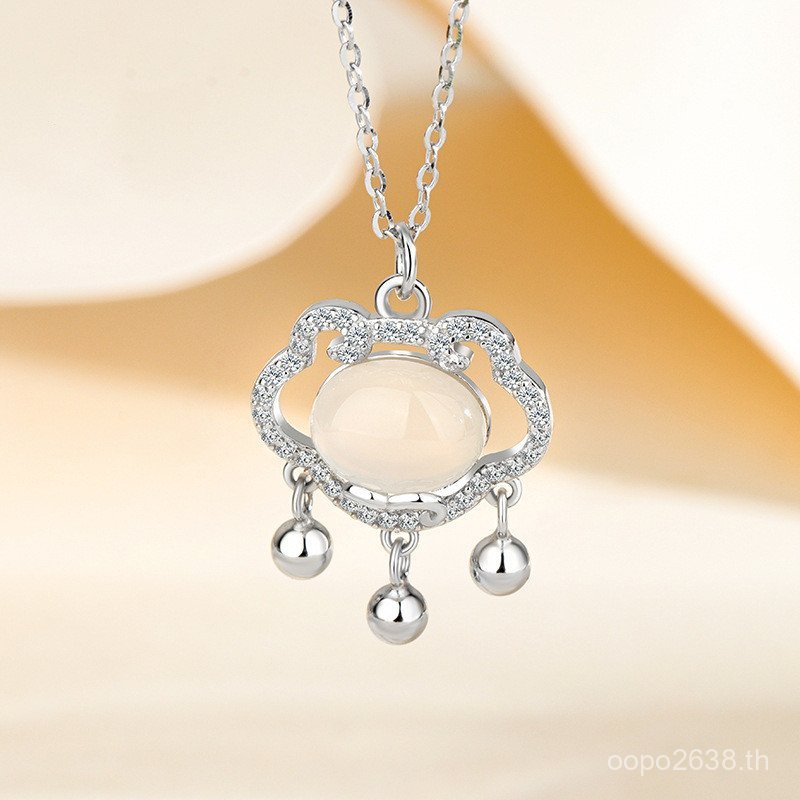 Niche สไตล์ขายร้อน 2023 สไตล์ใหม่สร้อยคอเงินจีน Chalcedony ล็อคหรูหรา Pure Safe Clavicle หญิงหญิง s9