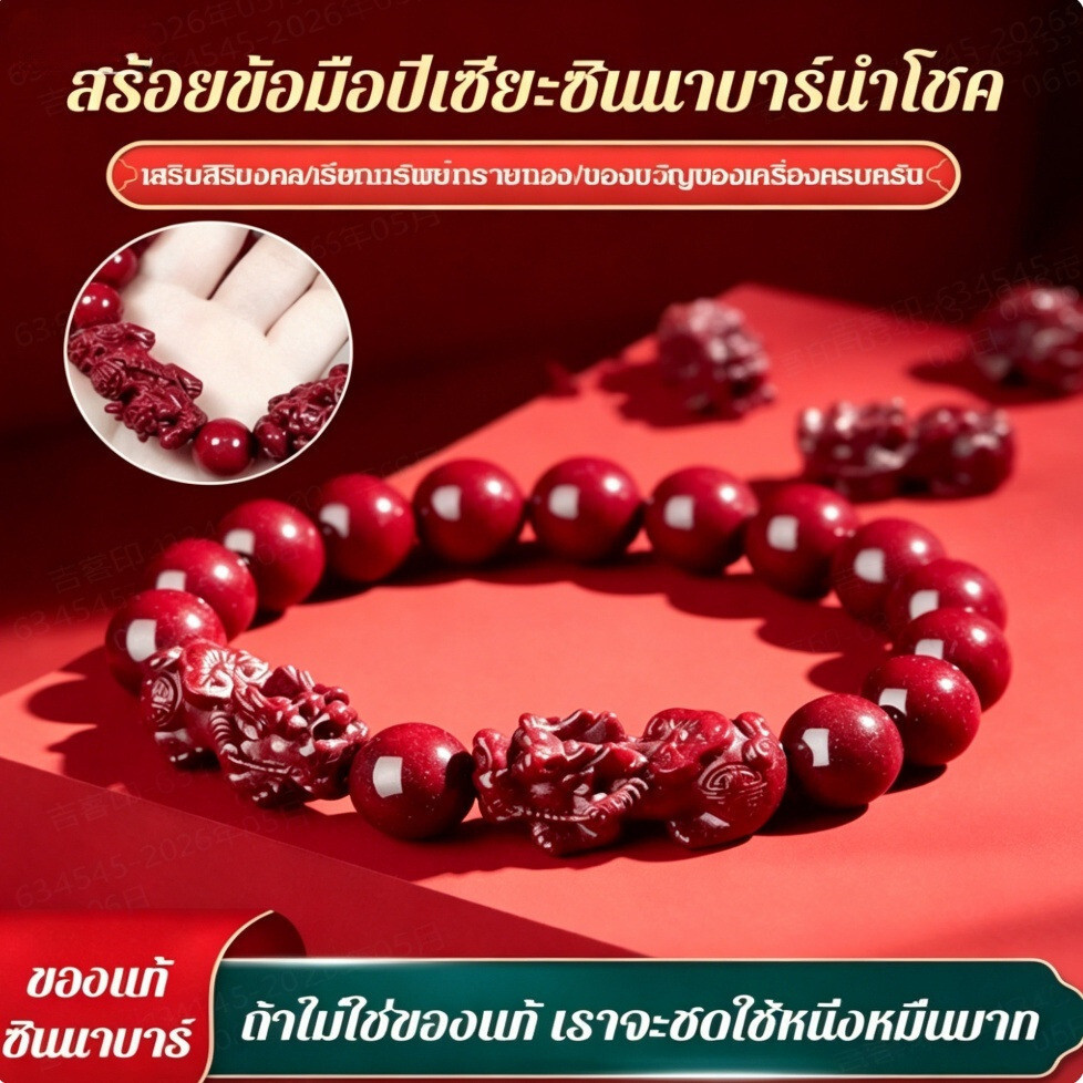 💕ผ่านพิธี💕 สร้อยข้อมือปี่เซียะซินนาบาร์นำโชค เสริมดวง เสริมทรัพย์ โชคลาภ วาสนา ความรัก