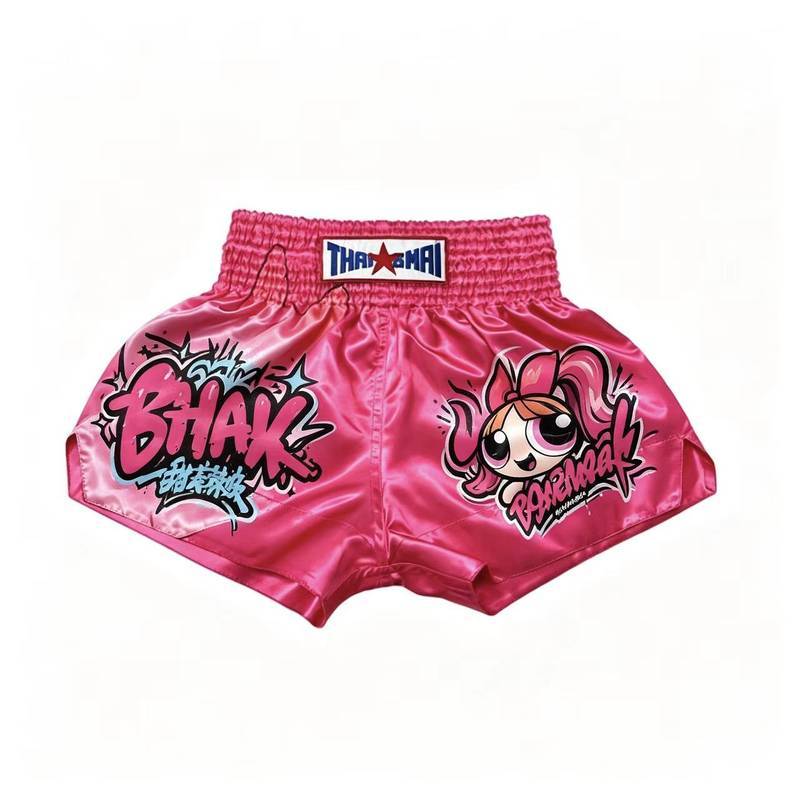 Hot Sale Thailand i Muay Thai Shorts Powerpuff Girls Robot Adult Children Cute Blue Boxing Pants